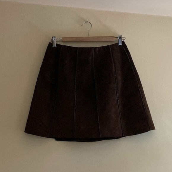 Banana Republic Genuine Leather Dark Brown Suede Wrap Skirt - Picture 6 of 6
